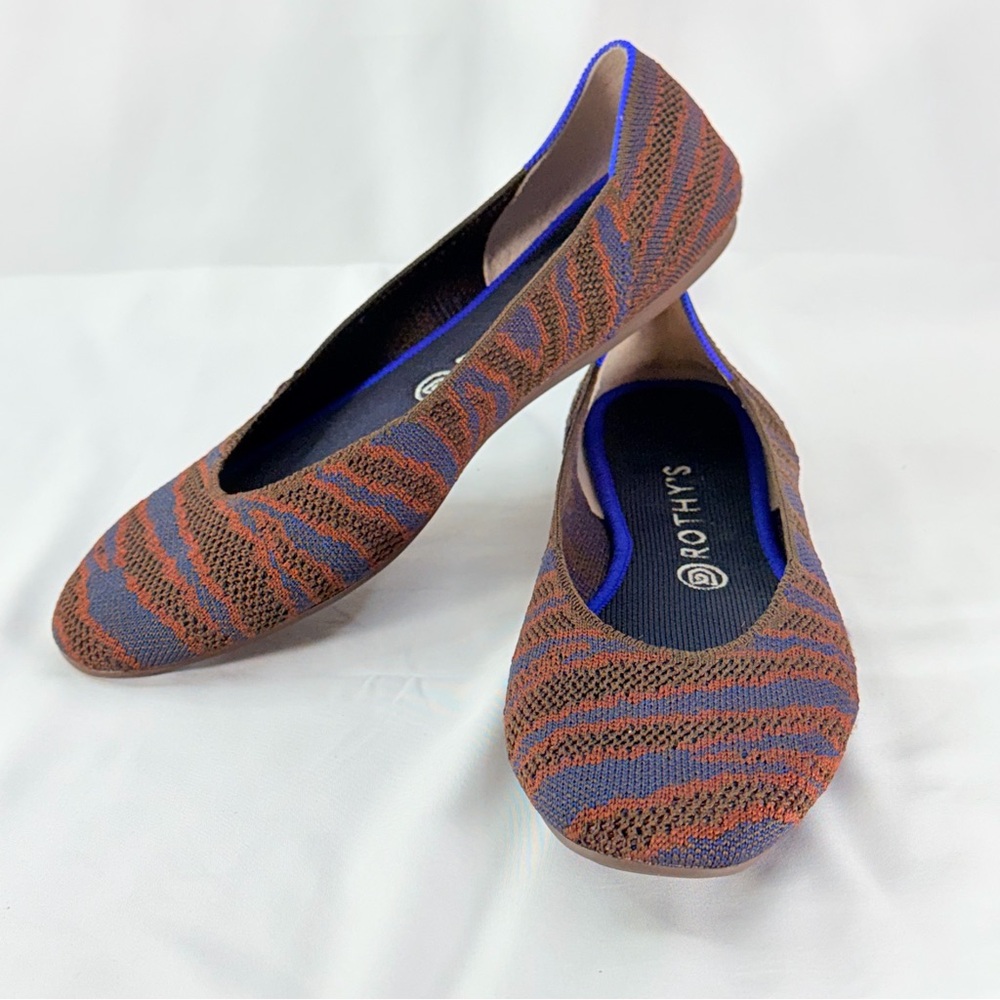 Rothy's Women's Striped Flats - Brown and Blue